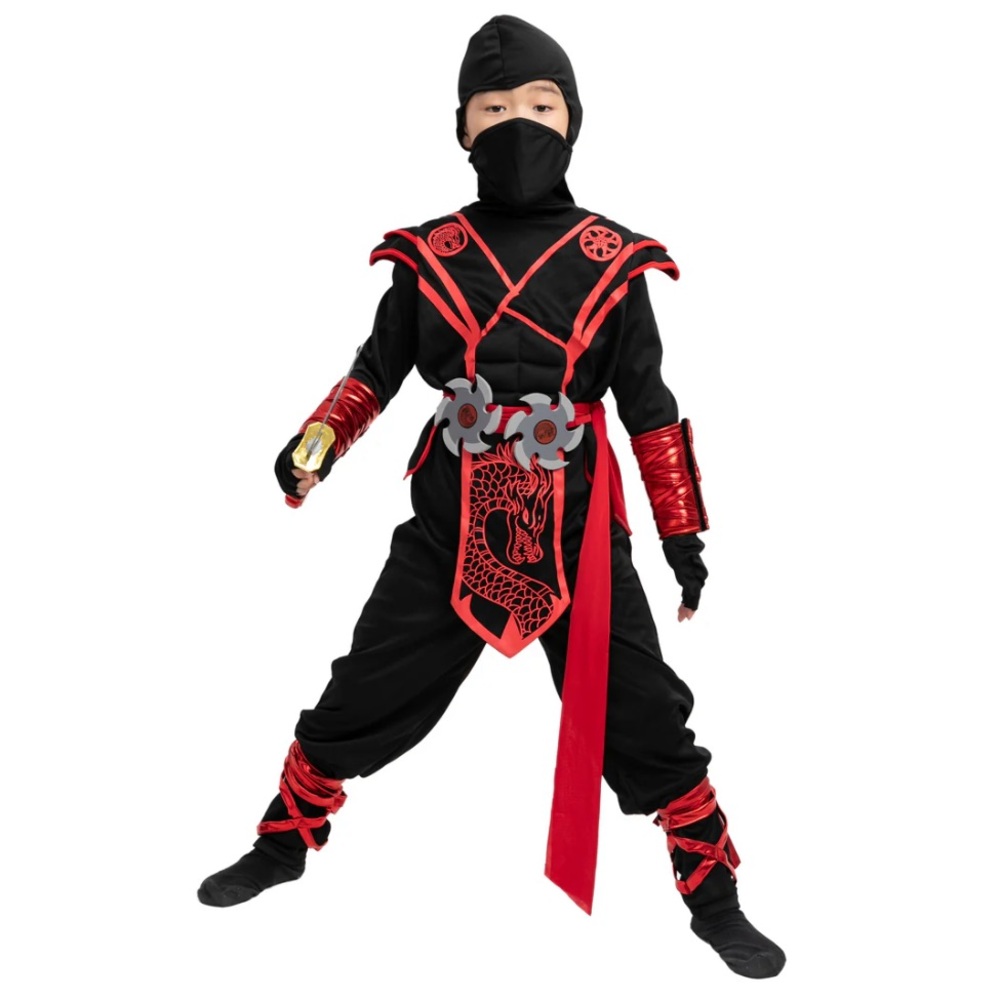 Red Ninja Costume Cosplay- Child. SPOOKTACULAR Creations SZ S. Blk/ Red
